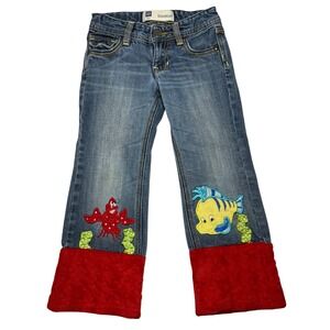 Gap Kids Girls Size 4 Bootcut Jeans Little Mermaid Flounder‎ Sebastian Red Cuffs